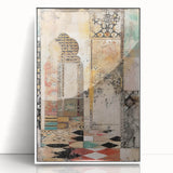 Framed abstract architecture wall art featuring a sleek white design, highlighting geometric shapes and lines, perfect for modern home decor or office spaces.