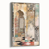 Framed abstract architecture wall art in silver, showcasing geometric patterns and modern design elements, perfect for contemporary interior decor.