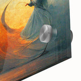 Abstract figurative wall art piece displayed on acrylic glass, showcasing vibrant colors and intricate designs that enhance modern decor aesthetics. The artwork's unique textures and fluid shapes create a captivating visual experience perfect for contemporary interiors.