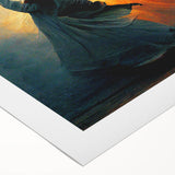 Abstract figurative wall art on rolled canvas showcasing vibrant colors and dynamic shapes, ideal for modern home decor. Packaged securely in a durable cardboard tube for safe delivery.