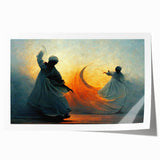 Abstract figurative wall art print showcasing vibrant colors and dynamic shapes, rolled and ready for display in a stylish home or office setting. Perfect for modern decor.