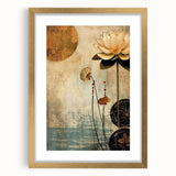 Abstract floral wall art framed with a matte gold finish, showcasing vibrant colors and intricate designs, perfect for adding elegance to any room.