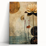 Abstract floral wall art on stretched canvas, showcasing vibrant colors and intricate designs, leaning against a neutral background, ideal for modern decor.