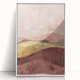 Framed abstract landscape wall art with vibrant colors and modern design, featuring white acrylic frame, perfect for enhancing contemporary home decor.