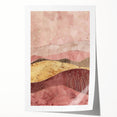 Abstract landscape wall art print showcasing vibrant colors and fluid shapes, rolled for easy transport, perfect for modern home decor.