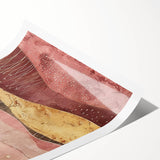 Abstract landscape wall art print showcasing vibrant colors and dynamic shapes, rolled and ready for display, perfect for modern home decor.