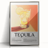 Mid-century modernist art featuring a stylized cocktail, in pastel shades on a framed acrylic.