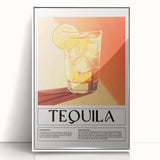 Art deco poster featuring a stylized cocktail glass in pastel shades, framed acrylic, ideal for modern kitchen decor.