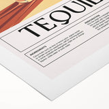 Art deco poster featuring a stylized cocktail glass, rendered in bold black and gold tones on rolled canvas.