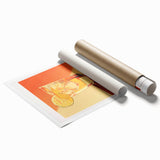 Extra large rolled print featuring a floral design in soft pastel colors.