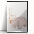Girls Room Wall Art - Giraffe & Hippo Kids Room Art Prints