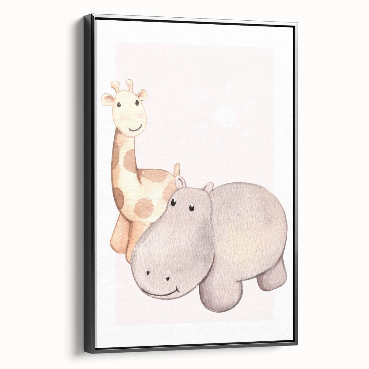 Girls Room Wall Art - Giraffe & Hippo Kids Room Art Prints