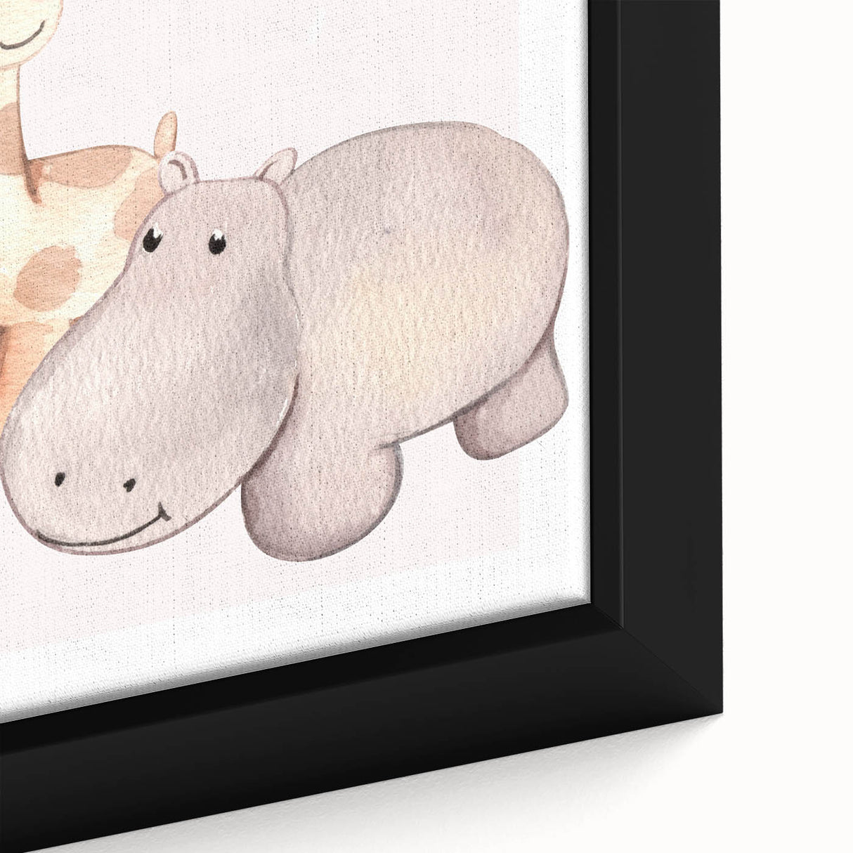 Girls Room Wall Art - Giraffe & Hippo Kids Room Art Prints