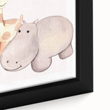 Girls Room Wall Art - Giraffe & Hippo Kids Room Art Prints