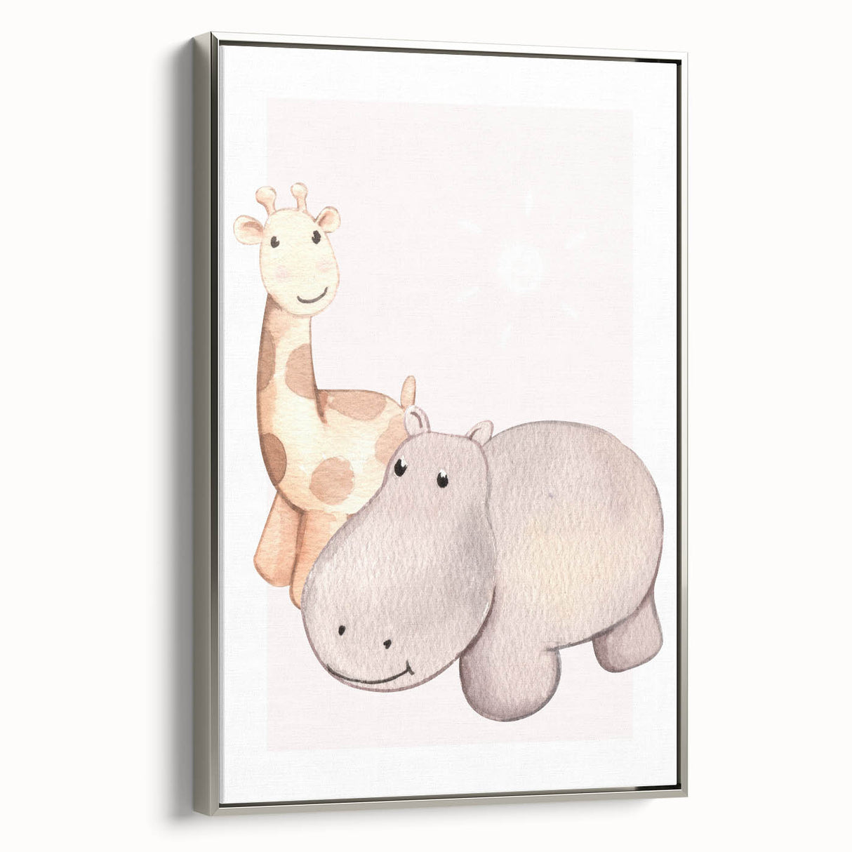 Girls Room Wall Art - Giraffe & Hippo Kids Room Art Prints