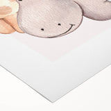Girls Room Wall Art - Giraffe & Hippo Kids Room Art Prints