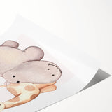 Girls Room Wall Art - Giraffe & Hippo Kids Room Art Prints