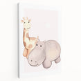 Girls Room Wall Art - Giraffe & Hippo Kids Room Art Prints