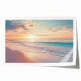 Stunning landscape print showcasing vibrant beach scenery with clear blue skies and golden sands, rolled and ready for framing, perfect for home decor.