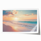 Stunning landscape print showcasing vibrant beach scenery with clear blue skies and golden sands, rolled and ready for framing, perfect for home decor.