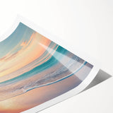 Rolled print showcasing a vibrant beach landscape with soft waves and golden sands, packaged in a protective tube for easy transport and display. Perfect for enhancing coastal decor.