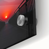 Close-up of a detailed acrylic glass artwork depicting a vibrant landscape bridge, showcasing intricate textures and colors, ideal for modern home decor.