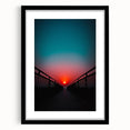 Black landscape bridge frame with mat, showcasing a front view of a modern art piece, perfect for home decor or office settings, enhancing any space's aesthetic.