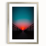 Silver landscape bridge frame with mat, displaying a modern design suitable for home decor, featuring a sleek front view that enhances artwork presentation.