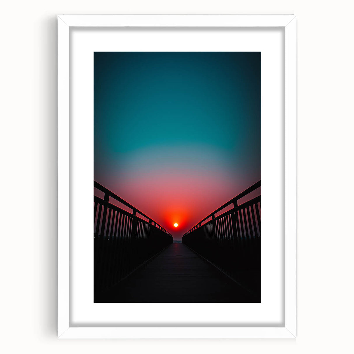 Elegant white landscape bridge frame showcasing a mat board, perfect for displaying artwork or photographs, designed to enhance home decor with a modern touch.