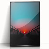 Framed acrylic landscape art featuring a black bridge design, set against a serene backdrop, ideal for modern decor and art enthusiasts. Perfect for enhancing any living space.