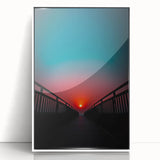 Framed acrylic artwork showcasing a stunning landscape bridge scene with vivid colors, perfect for home decor. Ideal for adding elegance to any room.