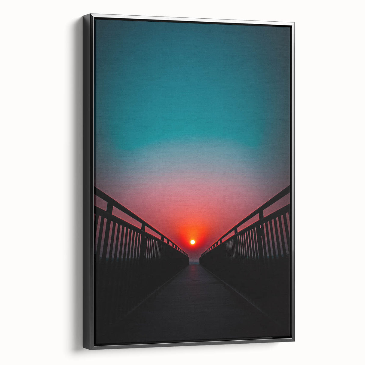 Framed canvas artwork depicting a stunning landscape bridge in a serene setting, showcasing intricate details in natural colors. Perfect for home decor enthusiasts.