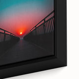 Close-up of a beautifully framed landscape bridge canvas art piece, showcasing vibrant colors and intricate details that enhance any decor. Ideal for nature lovers.