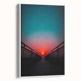 Framed canvas art depicting a scenic landscape of a bridge surrounded by lush greenery, showcasing detailed textures and vibrant colors, perfect for home decor.