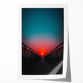Landscape bridge art print on rolled canvas, showcasing intricate details and vibrant colors, packaged securely in a protective cardboard tube for art enthusiasts.