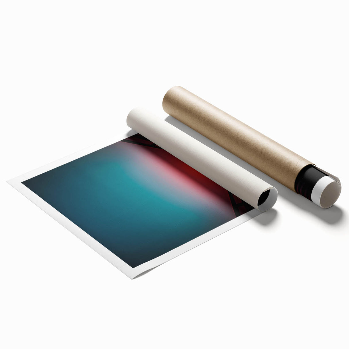 Scenic landscape bridge design rolled print showcasing vibrant colors and intricate details, packaged securely in a cardboard tube for easy transport and display.