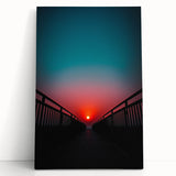 Landscape canvas print showcasing a vibrant, abstract design of a bridge surrounded by lush greenery, perfect for modern home decor. Ideal for adding an artistic touch to living spaces.