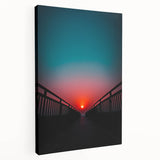 Landscape canvas print showcasing a picturesque bridge surrounded by vibrant greenery and a clear blue sky, perfect for enhancing home decor with nature-inspired art.
