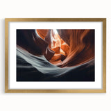 Framed landscape art print showcasing vibrant canyons in rich colors, featuring a gold mat and frame, perfect for enhancing home decor with natural beauty.