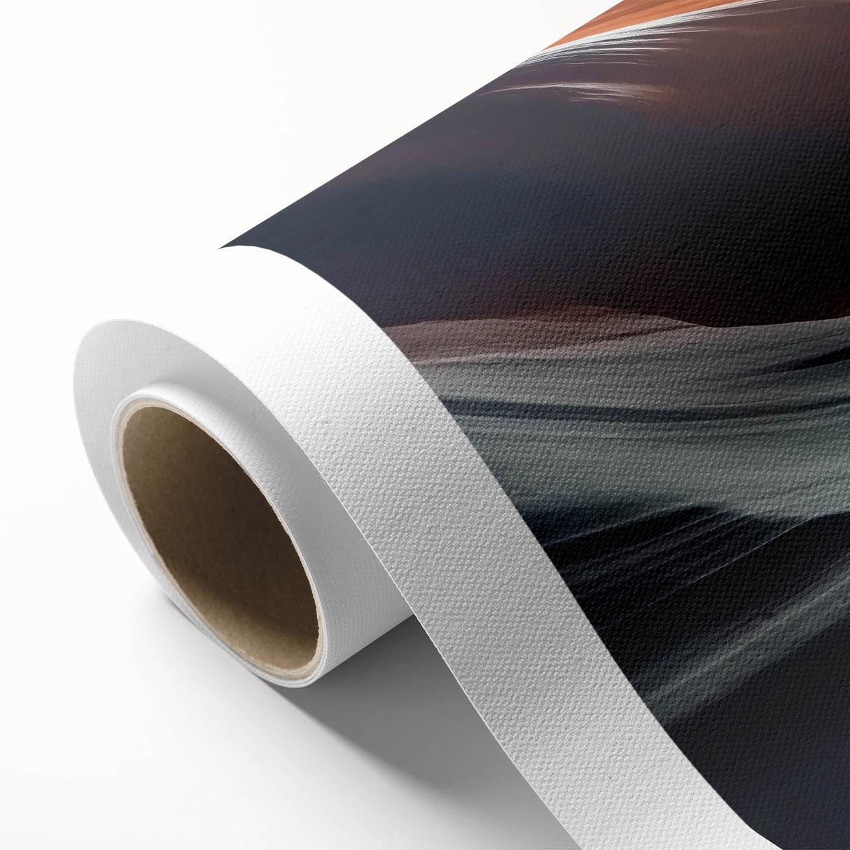 Vibrant rolled canvas artwork depicting a stunning landscape of canyons in warm earth tones, perfect for enhancing home decor with a natural, adventurous feel.