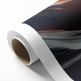 Vibrant rolled canvas artwork depicting a stunning landscape of canyons in warm earth tones, perfect for enhancing home decor with a natural, adventurous feel.