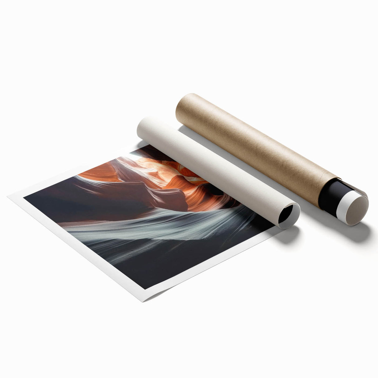 Vibrant landscape print showcasing majestic canyons in rich earth tones, rolled and ready for framing, ideal for home decor and nature enthusiasts.