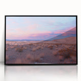 Framed acrylic artwork showcasing a stunning desert landscape with vibrant colors, black frame, and front view, perfect for enhancing modern home decor.