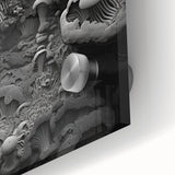 Large abstract wall art in mid-century modernist style on acrylic glass, featuring earthy tones.