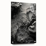 Large abstract wall art on acrylic glass featuring swirling patterns in earth tones, ideal for bedroom or dining room decor.