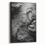 Black and white landscape art on framed canvas, featuring natural close-ups, ideal for bedroom wall decor.