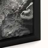 Extra large framed canvas featuring textured black wall art with colorful abstract elements, suitable for living room decor.