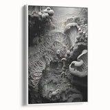 Extra large framed canvas of vintage poster art featuring colorful natural elements on a black background.