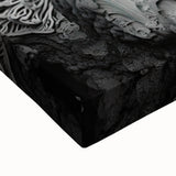 Large art black and white landscape painting on stretched canvas, depicting natural close-ups, ideal for bedroom wall decor.