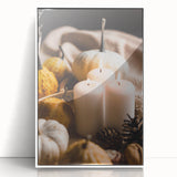 Art deco poster of an autumnal scene in muted orange and brown tones, framed acrylic, suitable for nursery wall decor.